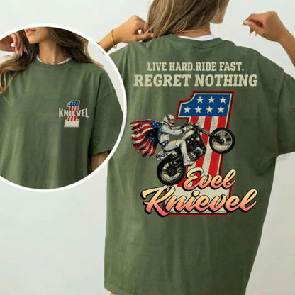 Evel Knievel Live Hard Ride Fast Shirt – Retro Motorcycle Daredevil Tee
