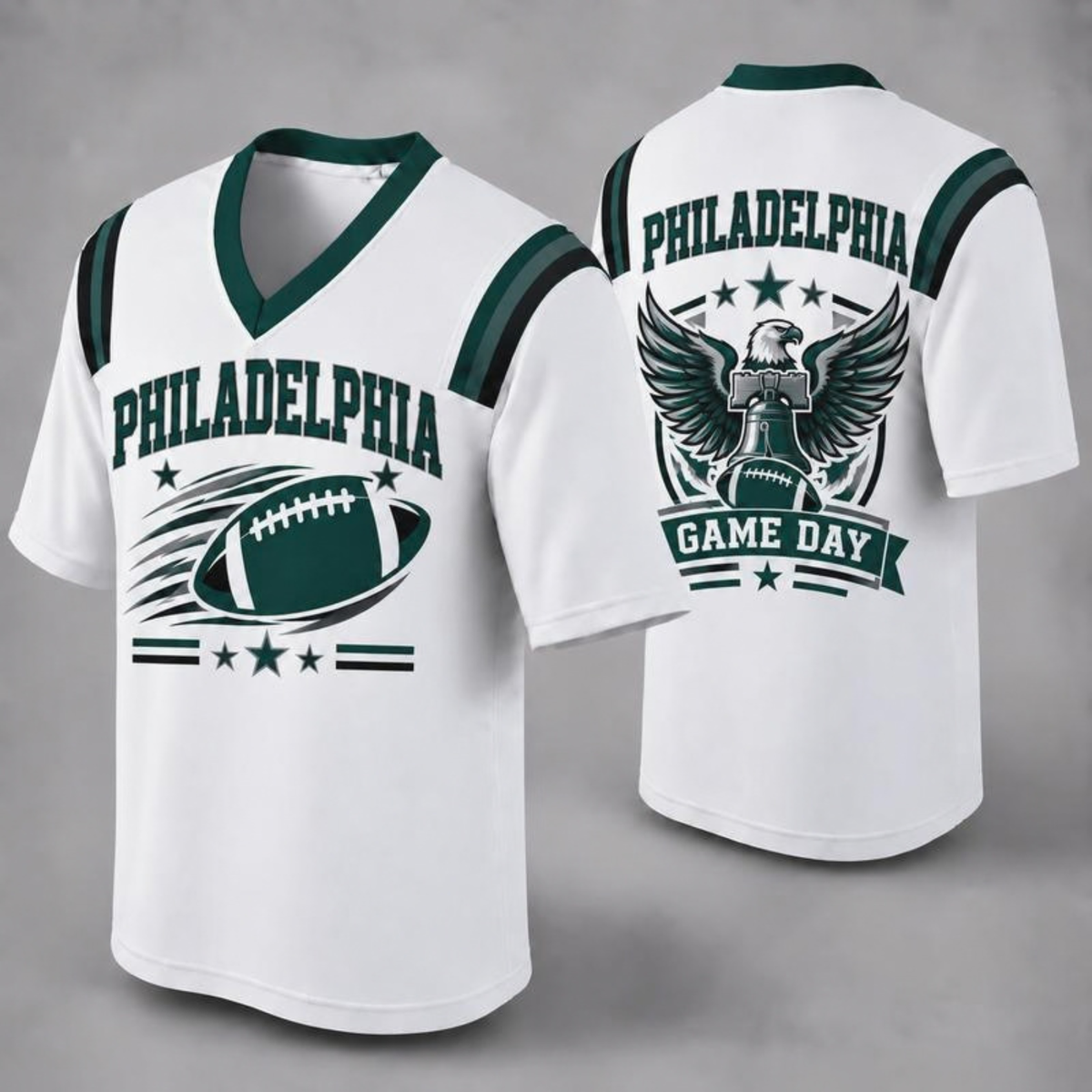 Unisex Football Fan Jersey - White V-Neck Mesh Game Day Shirt (32 Teams)