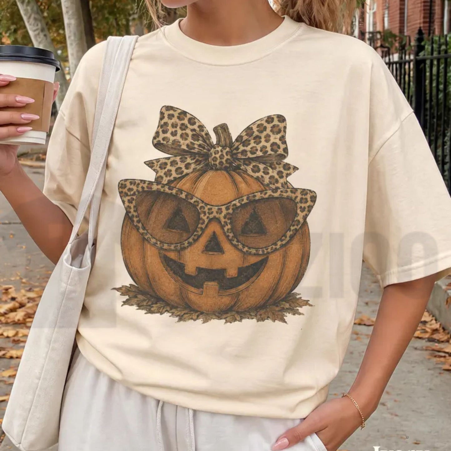 Leopard Pumpkin Halloween Shirt – Fall Jack O Lantern Crewneck Tee