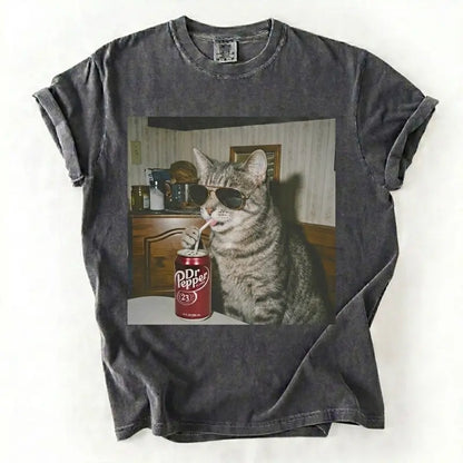 Cat Breeds Drinking Soda Graphic T-Shirt