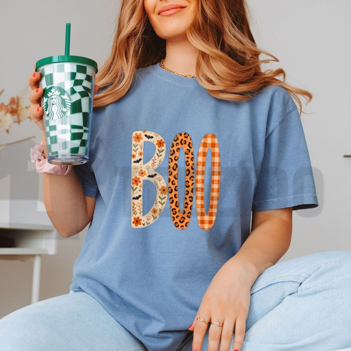 BOO Comfort Colors Shirt – Trendy Retro Halloween Tee - Teezioo