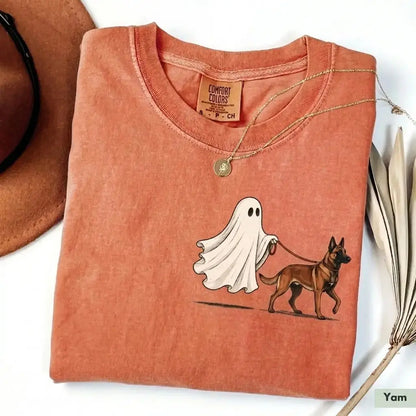Custom Ghost Walking Dog Comfort Colors Shirt – Cute Halloween Pet Tee