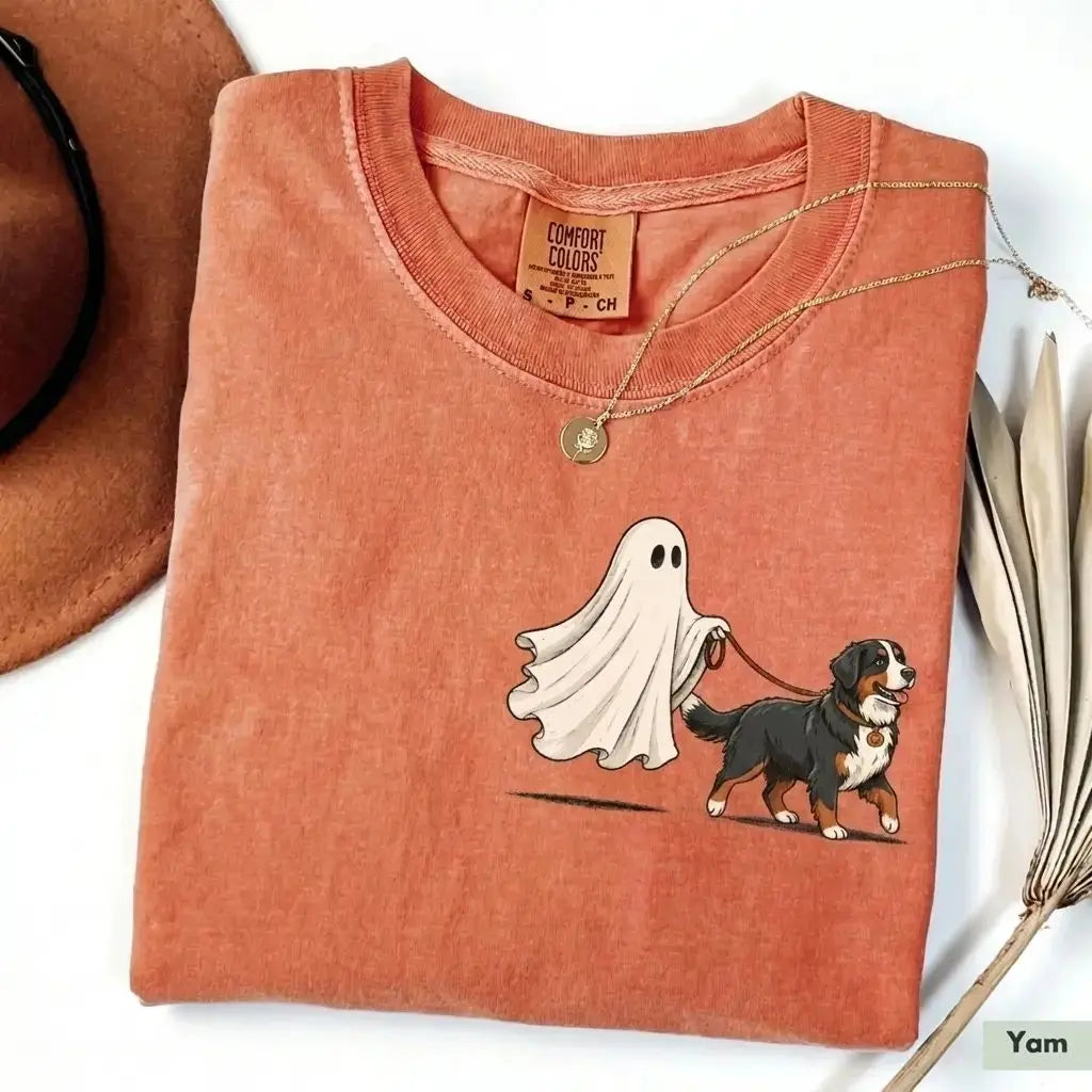 Custom Ghost Walking Dog Comfort Colors Shirt – Cute Halloween Pet Tee
