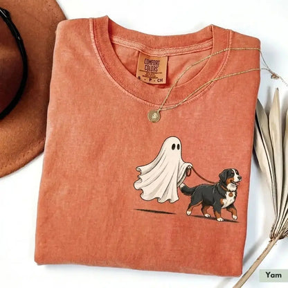 Custom Ghost Walking Dog Comfort Colors Shirt – Cute Halloween Pet Tee