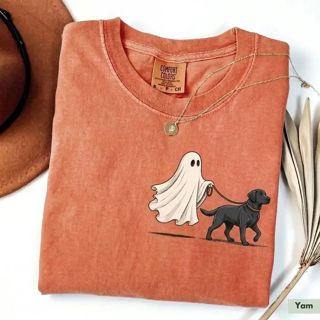 Custom Ghost Walking Dog Comfort Colors Shirt – Cute Halloween Pet Tee