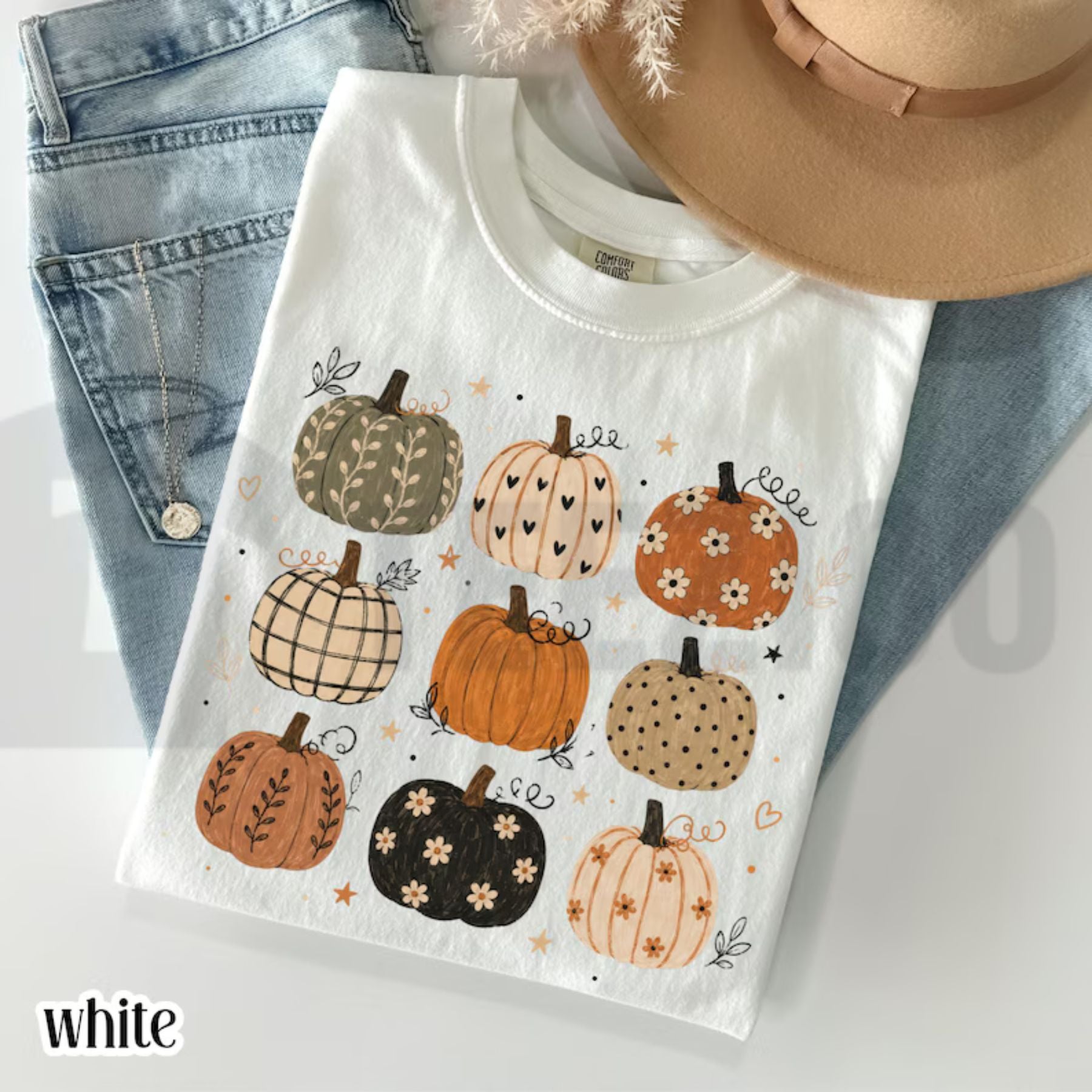 Boho Pumpkin Comfort Colors Shirt – Cute Fall Autumn Pattern Tee - Teezioo