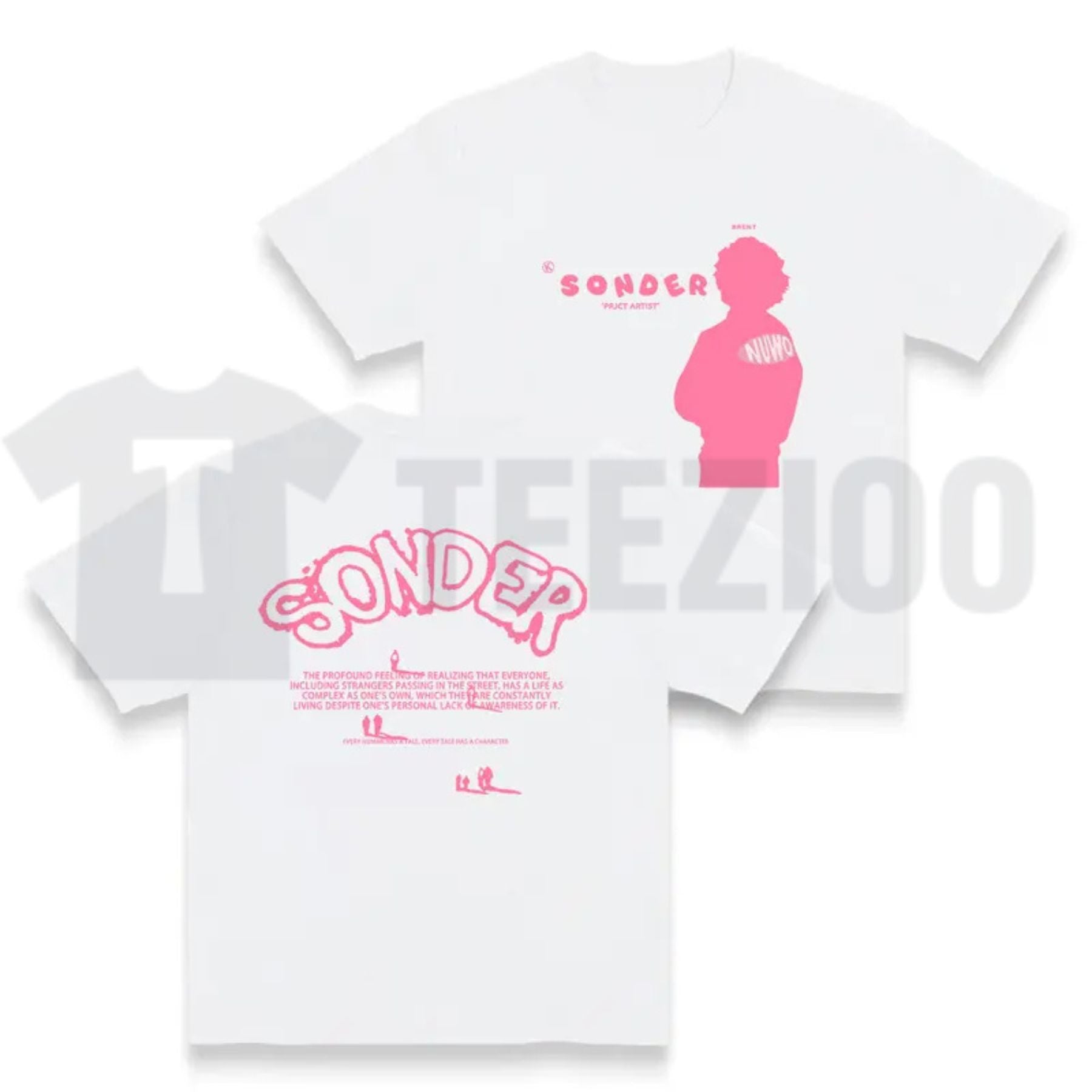 Bold Pink Sonder Lettering Rap Crewneck – Geometric Print Urban Streetwear - Teezioo