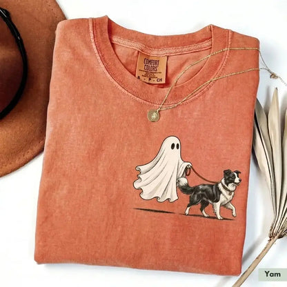 Custom Ghost Walking Dog Comfort Colors Shirt – Cute Halloween Pet Tee