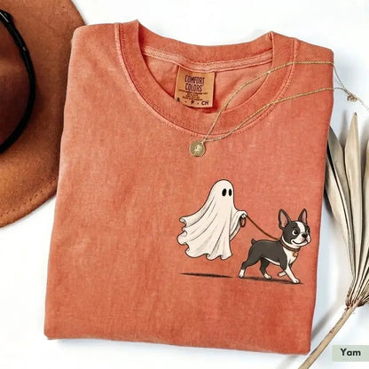 Custom Ghost Walking Dog Comfort Colors Shirt – Cute Halloween Pet Tee