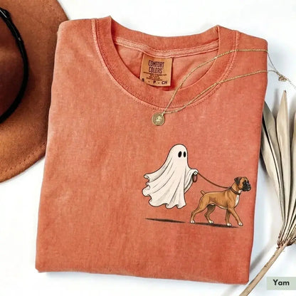 Custom Ghost Walking Dog Comfort Colors Shirt – Cute Halloween Pet Tee