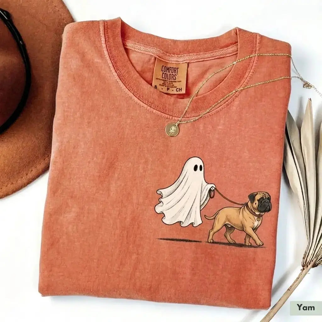 Custom Ghost Walking Dog Comfort Colors Shirt – Cute Halloween Pet Tee