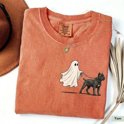 Custom Ghost Walking Dog Comfort Colors Shirt – Cute Halloween Pet Tee
