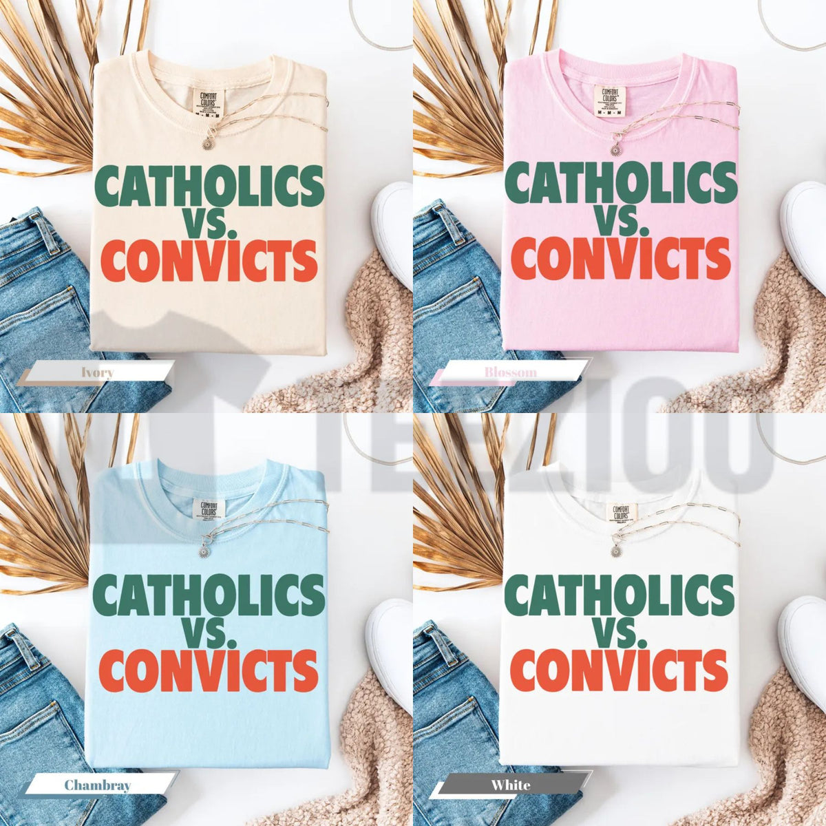 Catholics Vs Convicts Shirt 1988 – Vintage Football Rivalry Graphic Tee - Teezioo