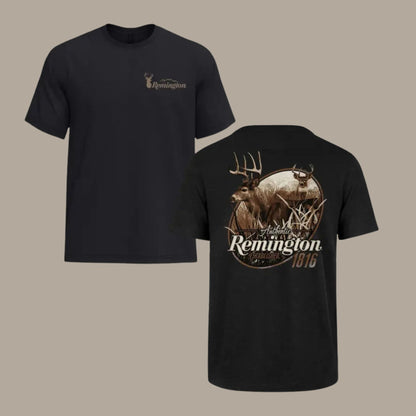 "Classic Deer Rifleman" Remington Inspired Hunting T-Shirt – Retro Outdoorsman Graphic Top, Vintage Hunter Heritage Heavyweight Tee - Teezioo