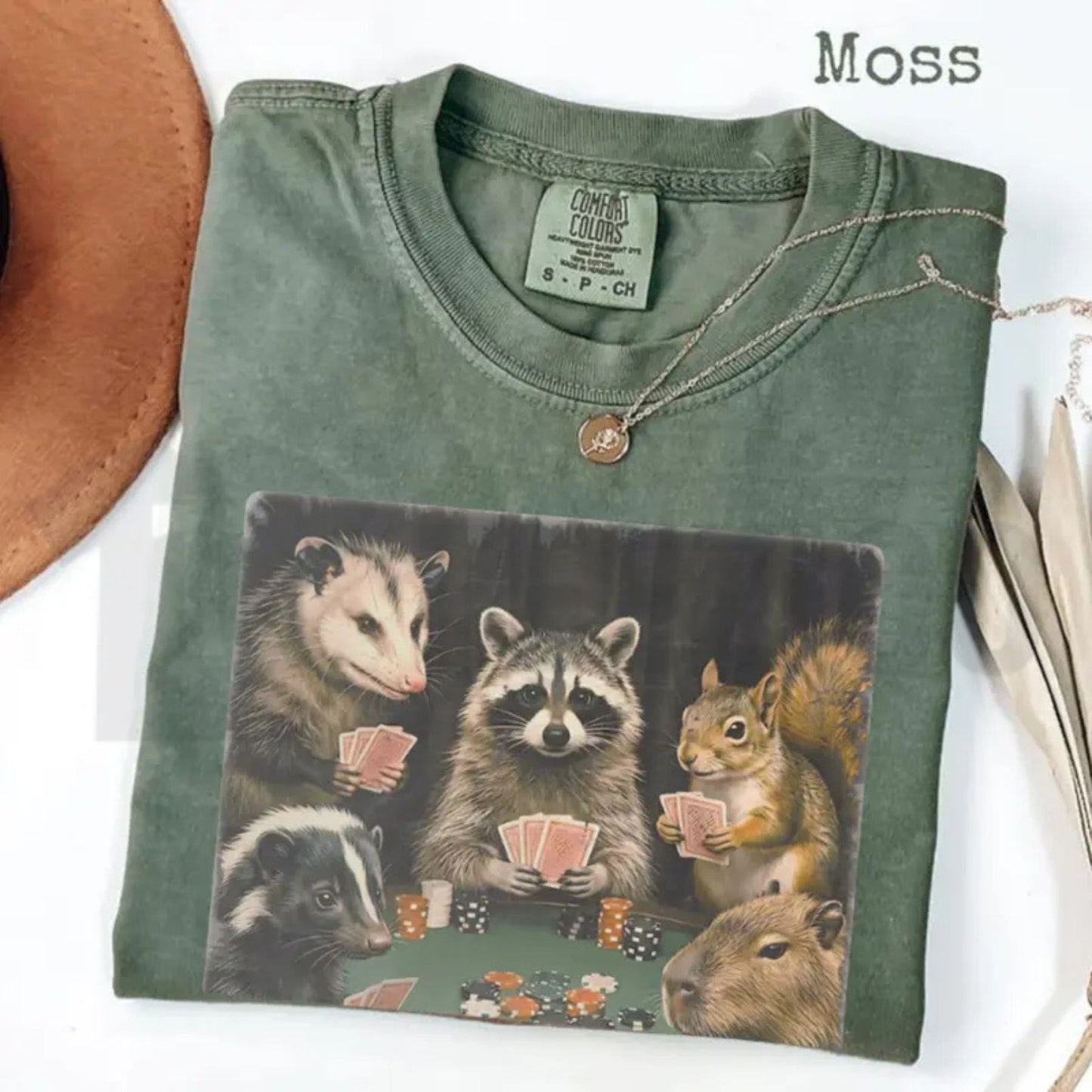 Comfort Colors Animals Playing Poker Premium Vintage Graphic T-Shirt - Teezioo