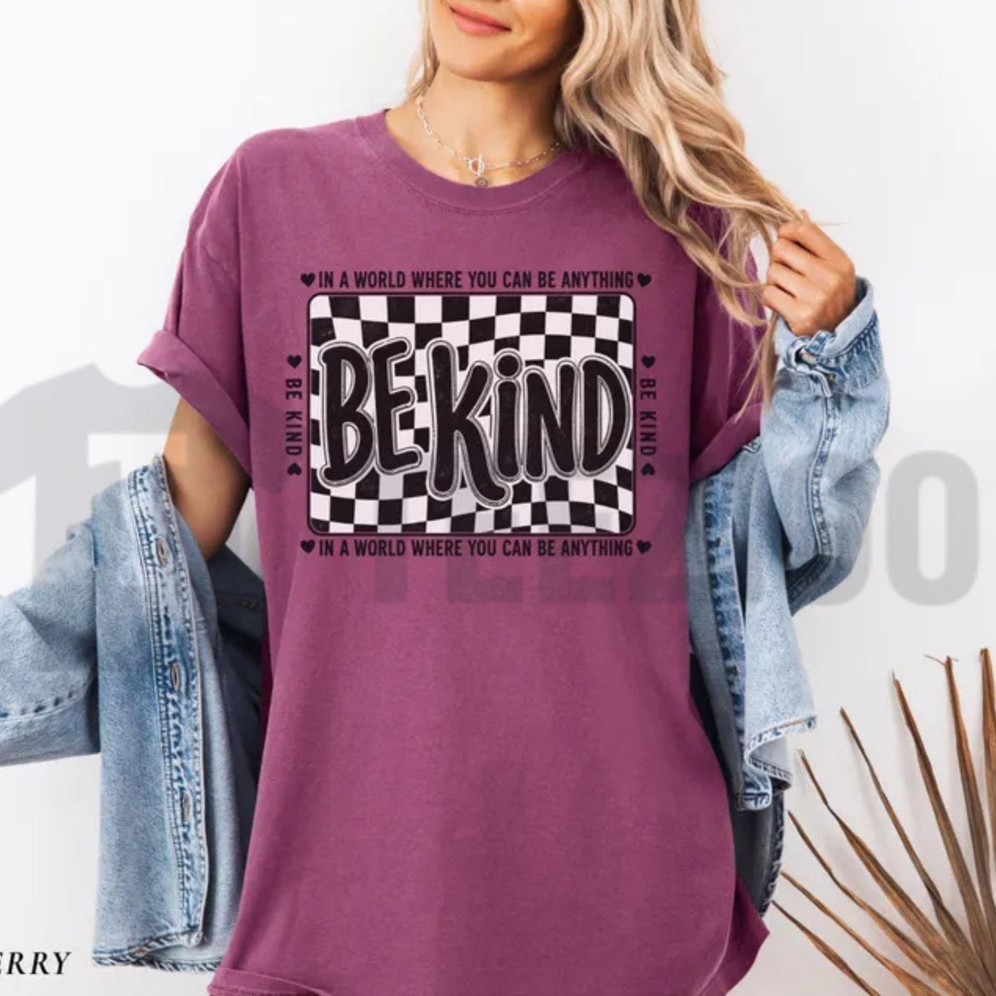 Comfort Colors Checkered Be Kind Tee – Retro Motivational Teacher Shirt - Hiyatee