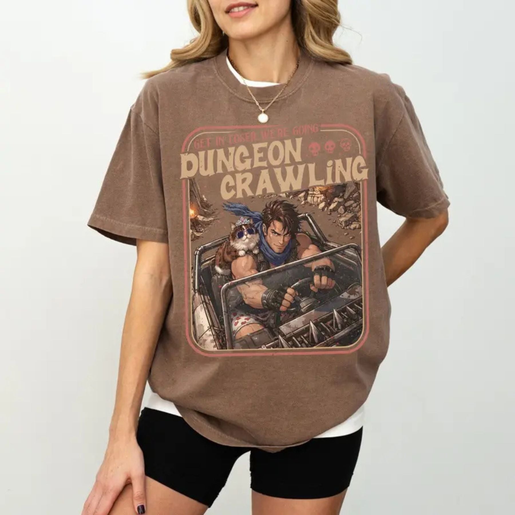 Comfort Colors® Dungeon Crawling "Carl & Princess Donut" T-Shirt – Funny Sci-Fi Meme Tee, Retro LitRPG Graphic Shirt, Dungeon Crawler Fan Gift - Teezioo