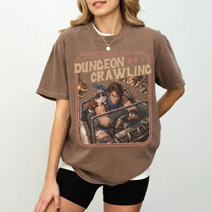 Comfort Colors® Dungeon Crawling "Carl & Princess Donut" T-Shirt – Funny Sci-Fi Meme Tee, Retro LitRPG Graphic Shirt, Dungeon Crawler Fan Gift - Teezioo