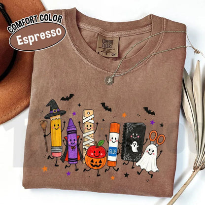 Comfort Colors Halloween Teacher Shirt – Spooky School Supplies Ghost Tee - Teezioo