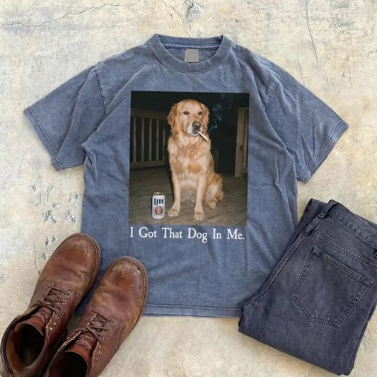 Comfort Colors® I Got That Dog In Me T-Shirt – Funny Golden Retriever Meme Graphic Tee, Unisex Cotton Shirt - Teezioo