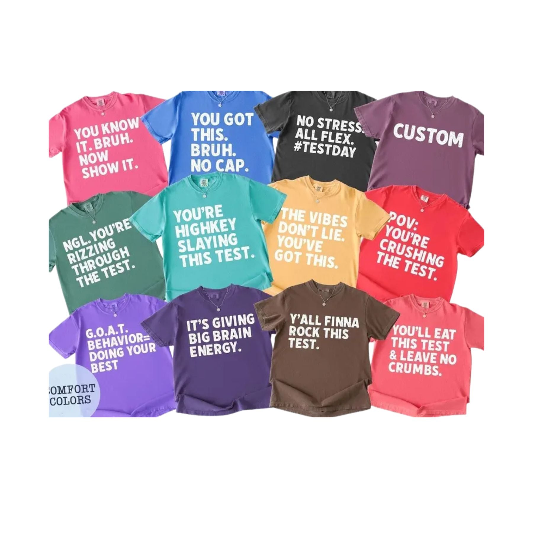 Comfort Colors® Test Day T-Shirt – Matching State Testing Graphic Tee, Retro Teacher Team T-Shirts, Aesthetic School Testing Season Outfit - Teezioo