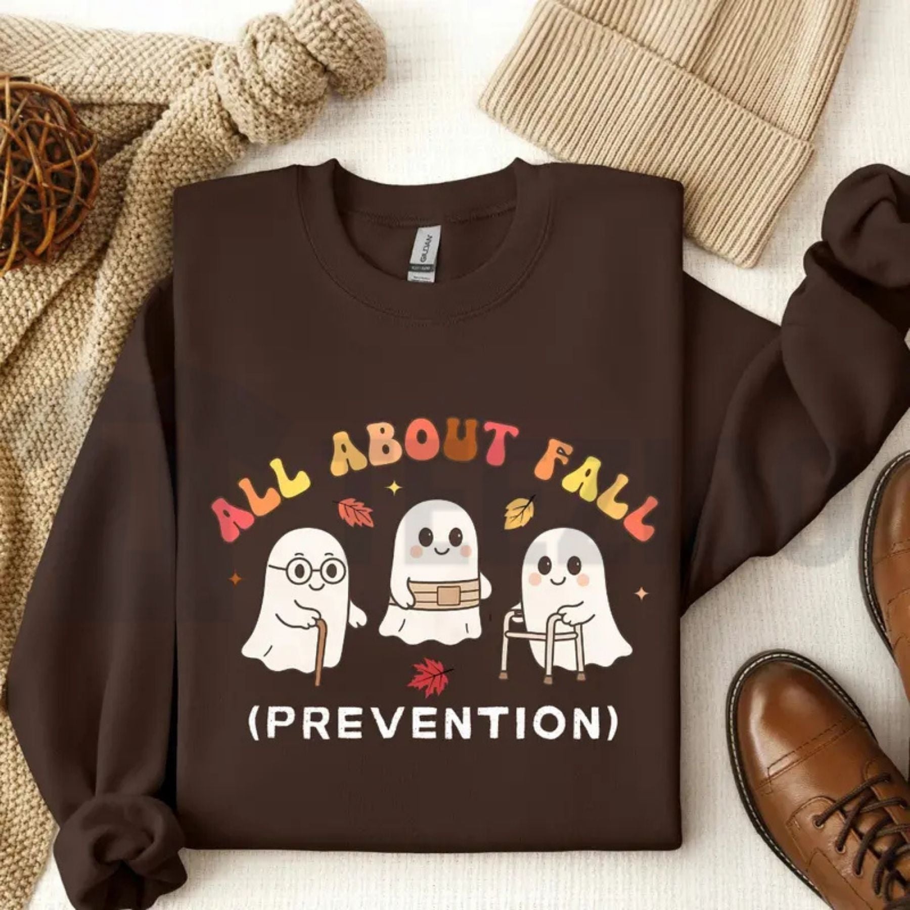 Cute Ghost Nurse Sweatshirt – Funny Halloween Medical Crewneck - Teezioo