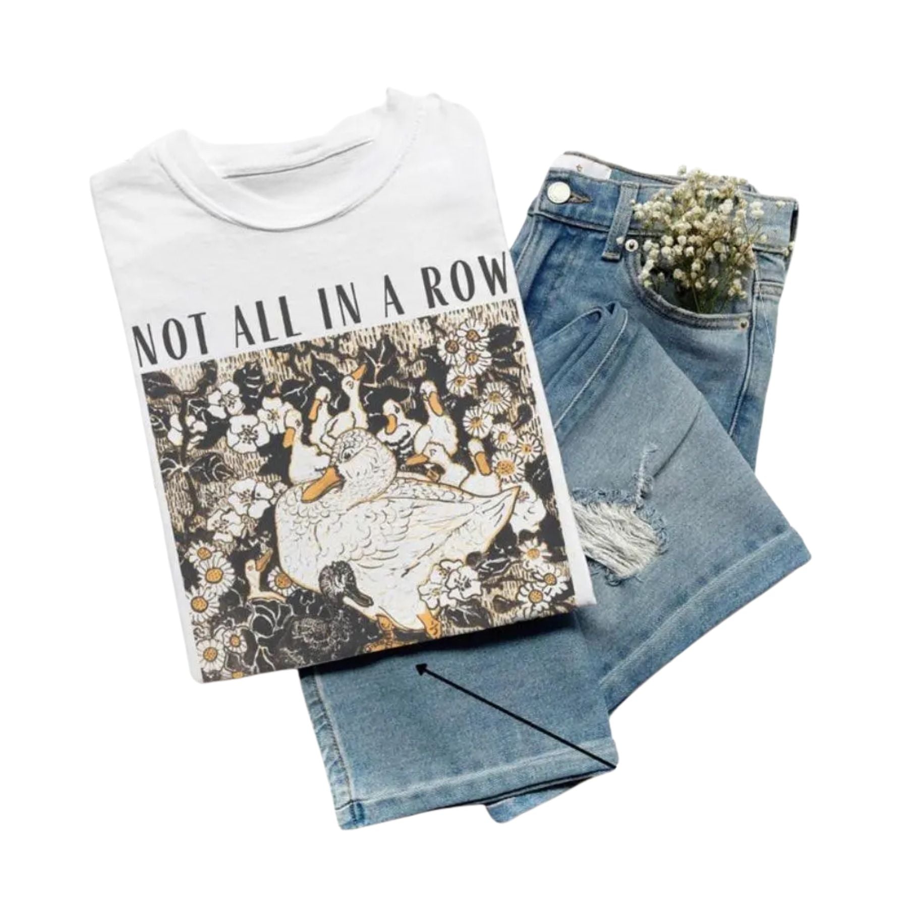 Duck Non Row Shirt – Fun Retro Animal Graphic Tee, Aesthetic Duck Mom Pattern T-Shirt, Cute Vintage Bird Gift for Mom - Teezioo