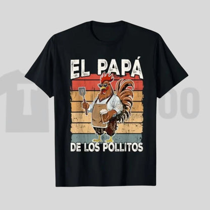 El Papa de los Pollitos Funny Spanish Dia del Padre Gift Graphic T-Shirt - Teezioo