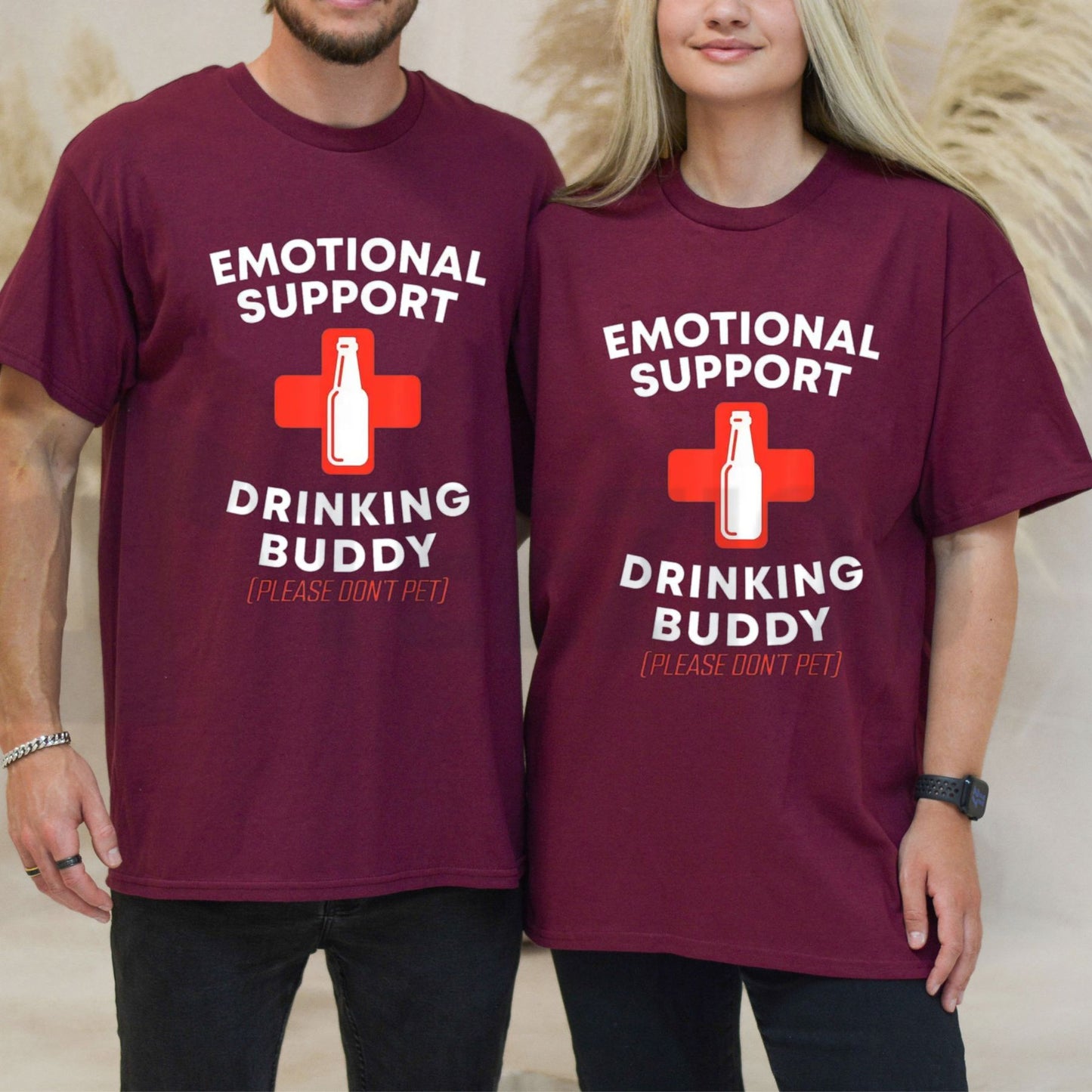 Emotional Support Drinking Buddy Funny Adult Drinking Humor T-Shirt - Teezioo