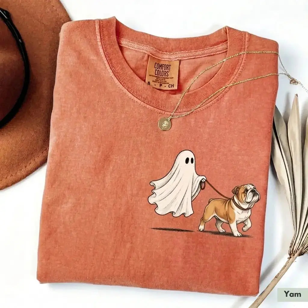 Custom Ghost Walking Dog Comfort Colors Shirt – Cute Halloween Pet Tee