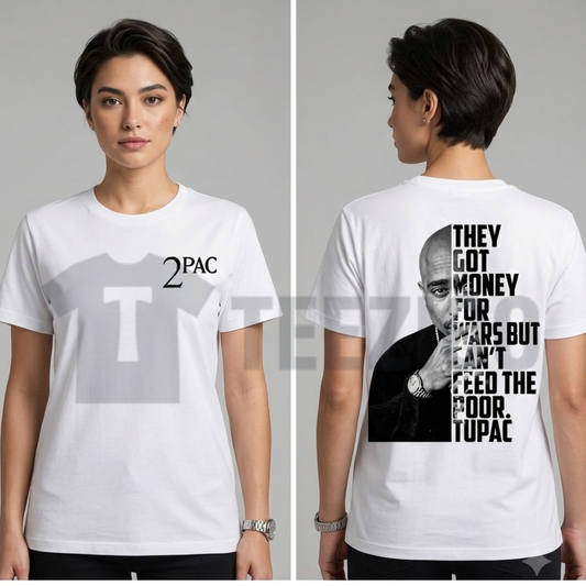Front view of 2Pac Rapper Shirt in a vintage 90s hip hop rap graphic style - dogmomhat