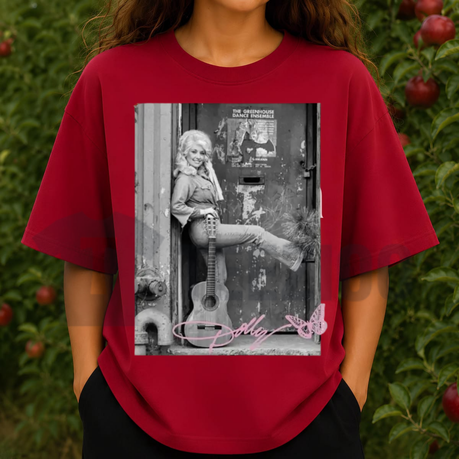 Front view of Dolly Parton Vintage Country Music Queen T-Shirt styled in a retro Nashville country outfit - teezioo