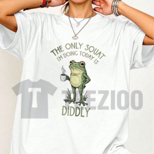 Front view of Funny Frog Graphic Tee Women styled in a cute cottagecore outfit - teezioo