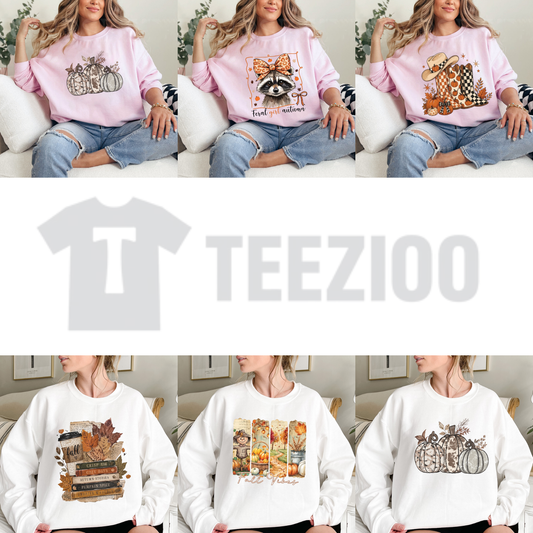 Front view of Love and Grace Women's Fall Sweatshirt styled in a cute autumn outfit with denim jeans and ankle boots - teezioo