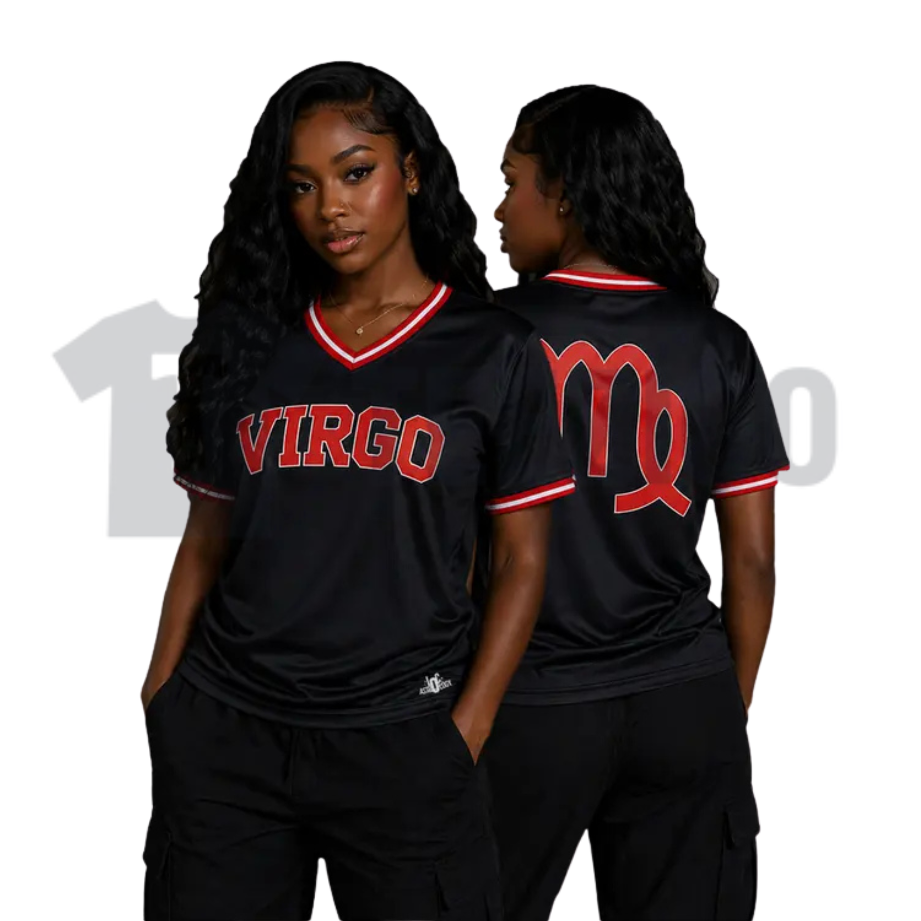 Front view of Zodiac Astrology Breathable Athletic V-Neck Jersey showcasing cosmic graphic - Teezioo