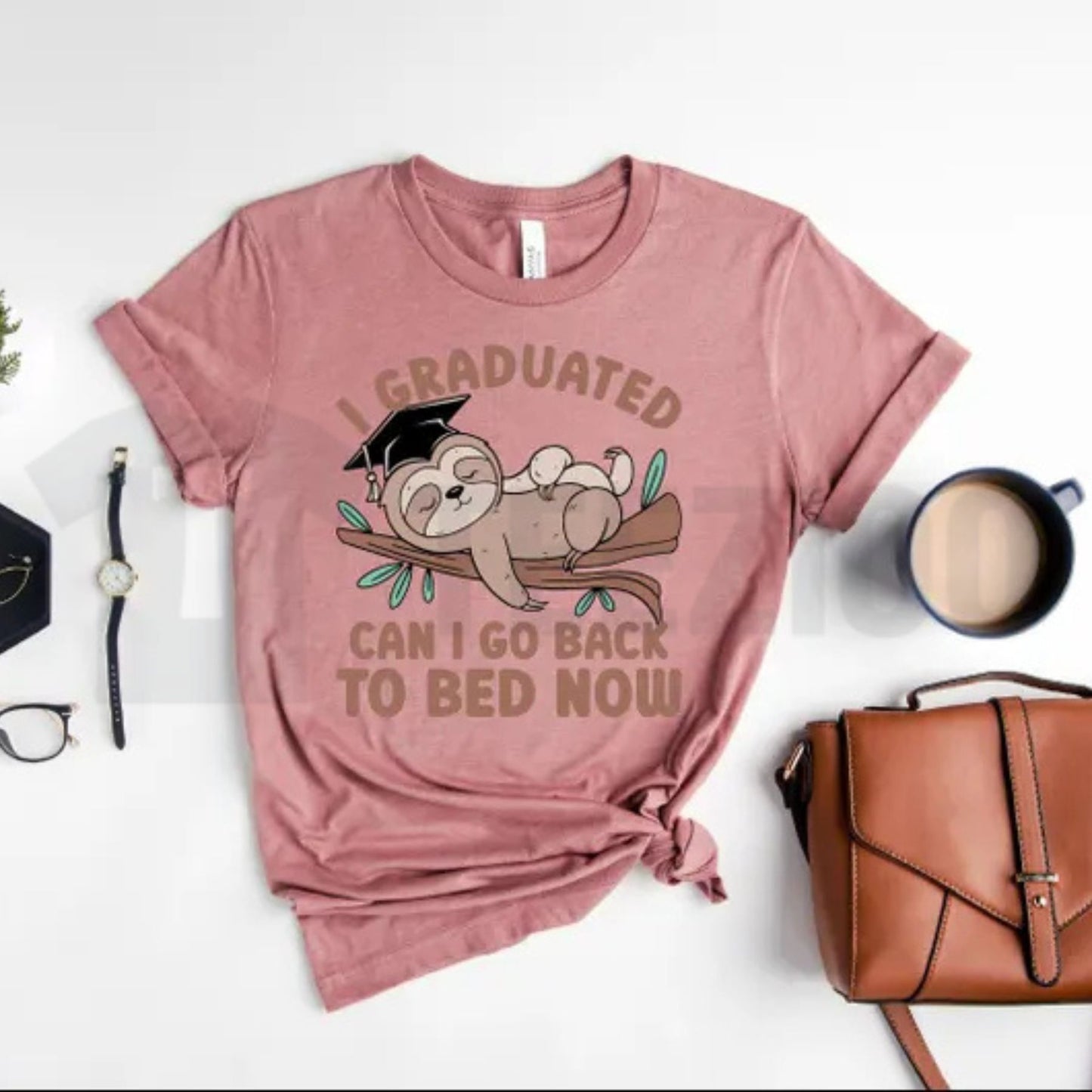 Funny Sloth Graduation T-Shirt – Relatable Graduate Gift Graphic Tee, Lazy Can I Go Back To Bed Urban Top - Teezioo