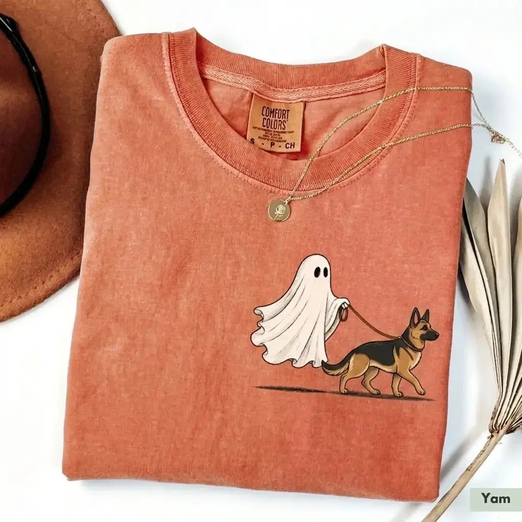 Custom Ghost Walking Dog Comfort Colors Shirt – Cute Halloween Pet Tee