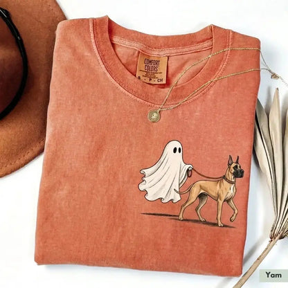 Custom Ghost Walking Dog Comfort Colors Shirt – Cute Halloween Pet Tee