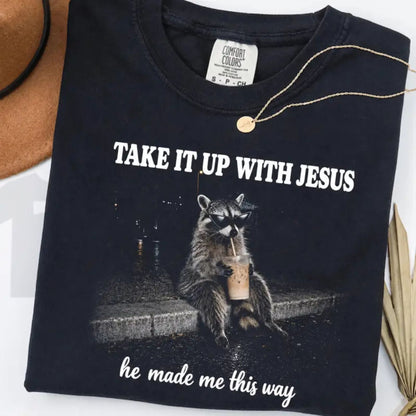 Grunge Raccoon Drinking Bubble Tea Christian Comfort Colors Shirt - Teezioo