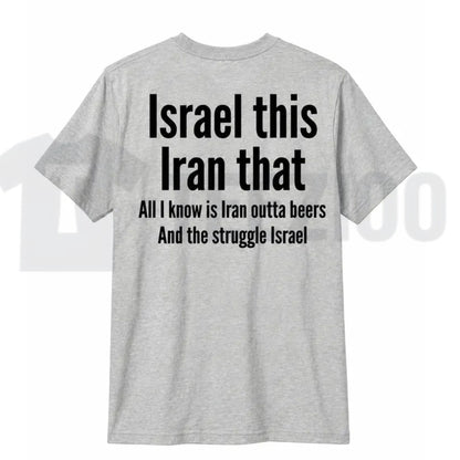 Humorous Beer Pun Graphic Top – Funny Back Print Iran Outta Beers Apparel - Teezioo