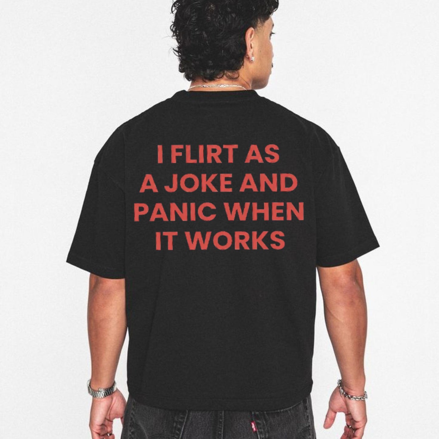 "I Flirt As A Joke" Funny T-Shirt – Sarcastic Social Anxiety Graphic Tee, Premium 100% Cotton Relatable Introvert Top, Made in USA - Hiyatee