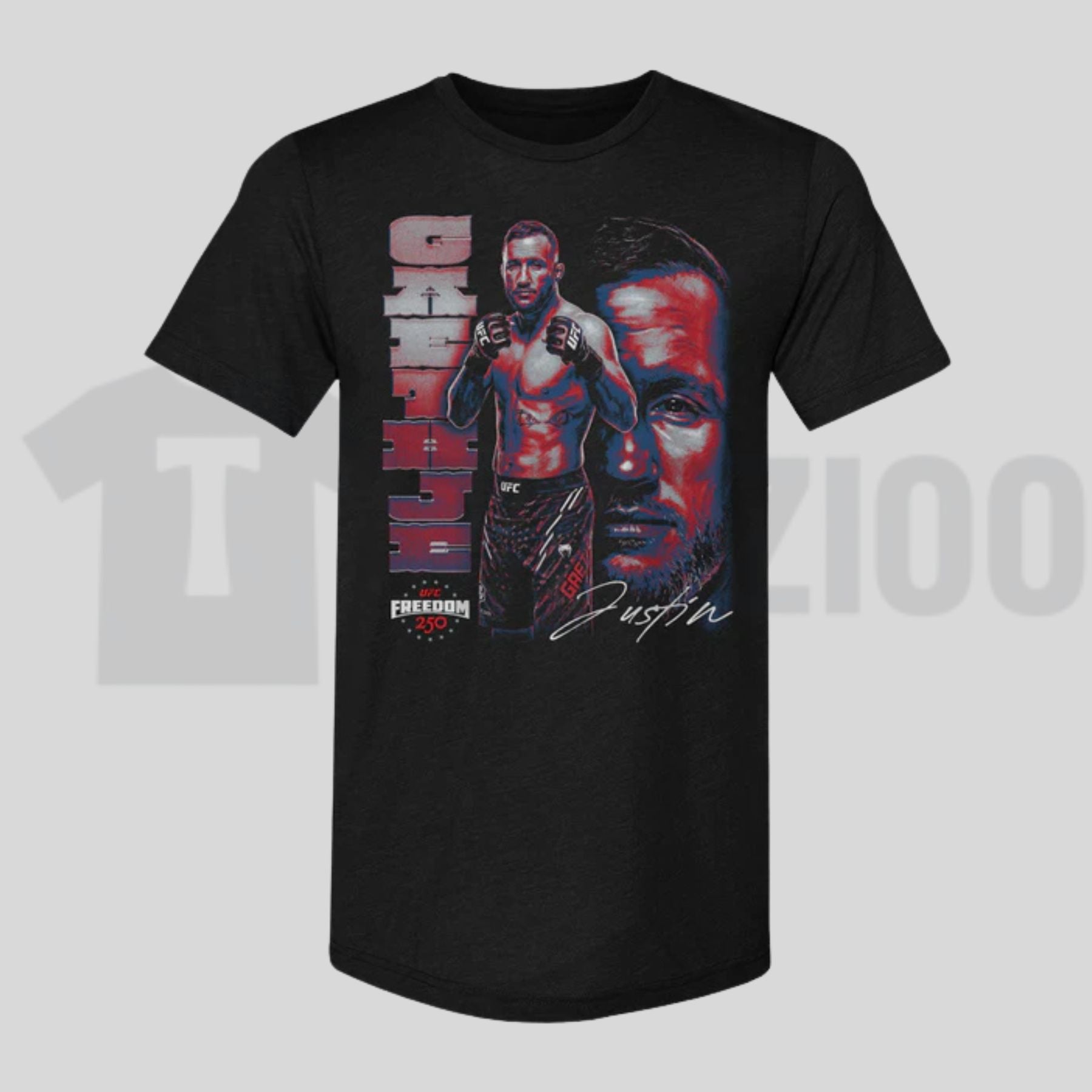 Justin Gaethje UFC Freedom Vertical Name Highlight MMA Fan Graphic T-Shirt - Teezioo