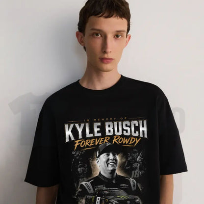 Kyle Busch Forever Rowdy T-Shirt – Vintage NASCAR Racing Fan Graphic Tee, Motorsport Streetwear Shirt. - Teezioo