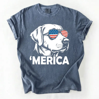 Patriotic Dog T-Shirt – Comfort Colors® 4th of July Golden Retriever Tee