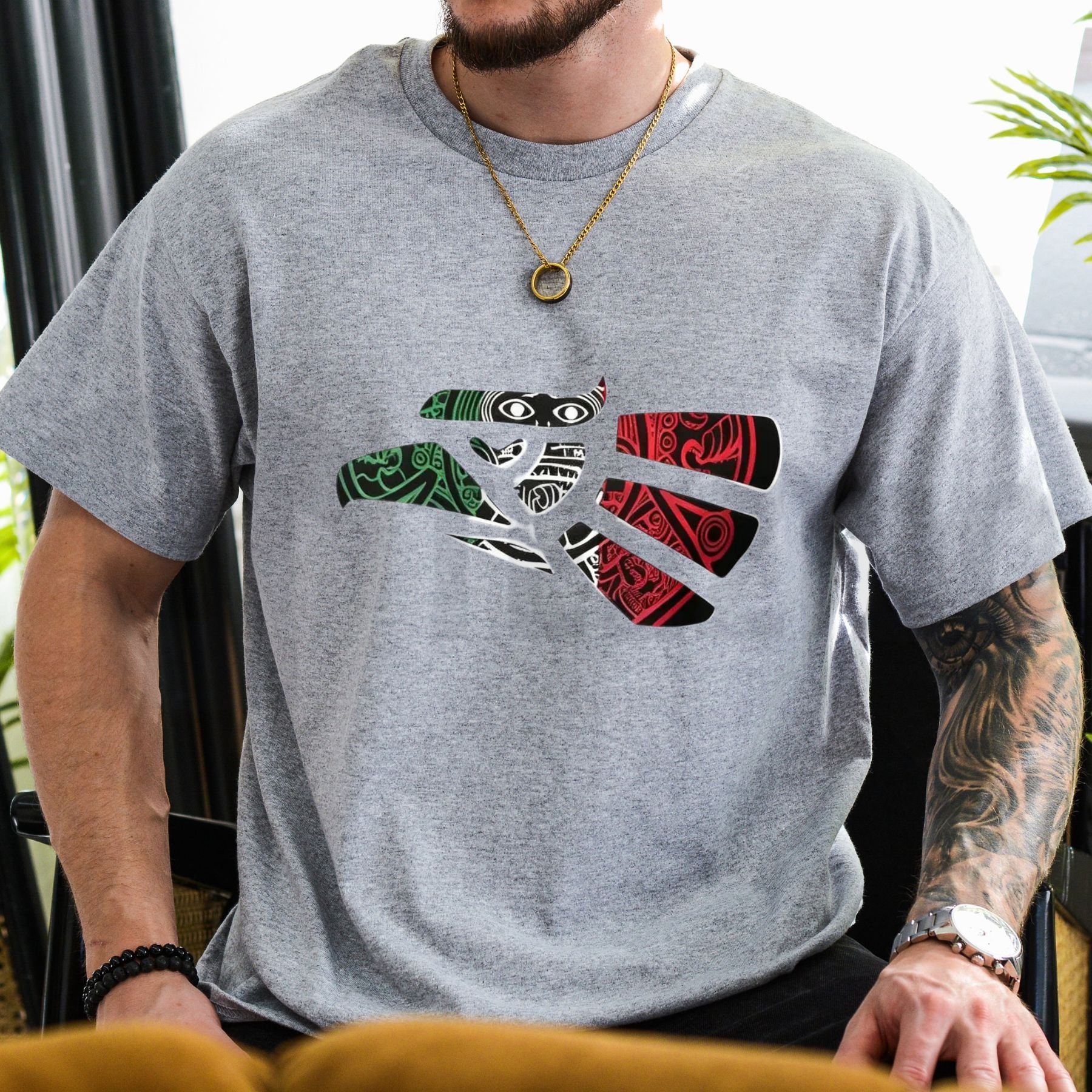 Latino Heritage Mexico Eagle Tribal Art Mexican Flag Tattoo Style T-Shirt - Teezioo