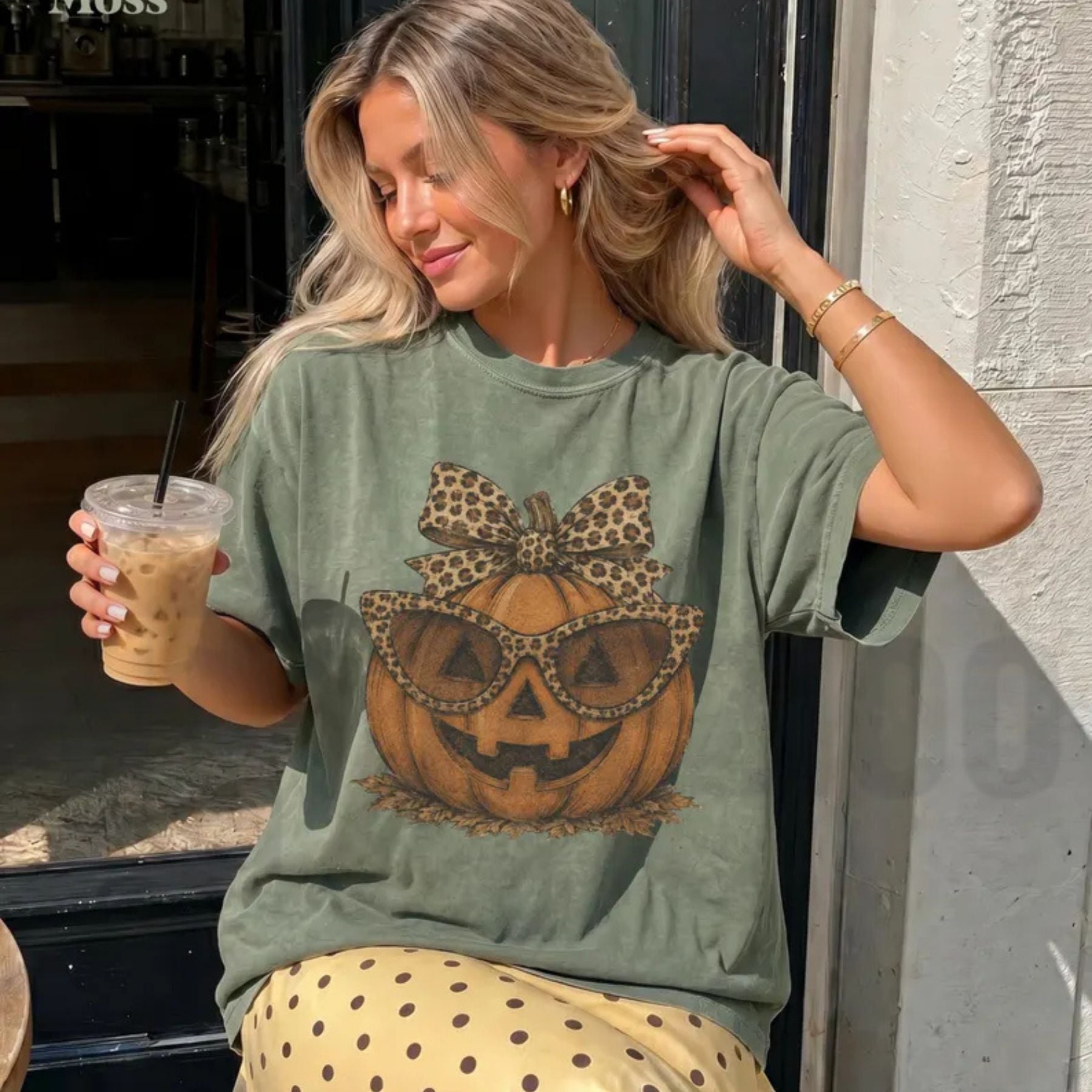 Leopard Pumpkin Halloween Shirt – Fall Jack O Lantern Crewneck Tee - Teezioo