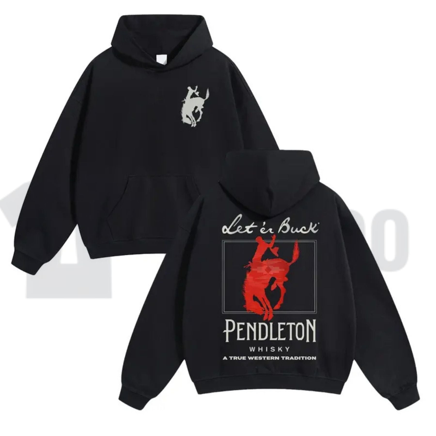 "Let 'Er Buck" Western Graphic Hoodie - Teezioo