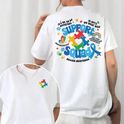 Matching "Family Autism Support Squad" Tee – Colorful Neurodiversity Graphic Shirt - Teezioo