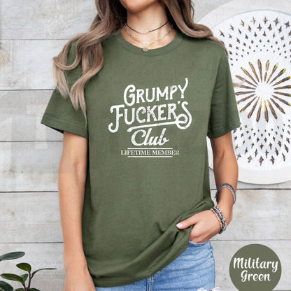 Men’s Grumpy Club T-Shirt – Funny Sarcastic Vintage Novelty Tee - Teezioo