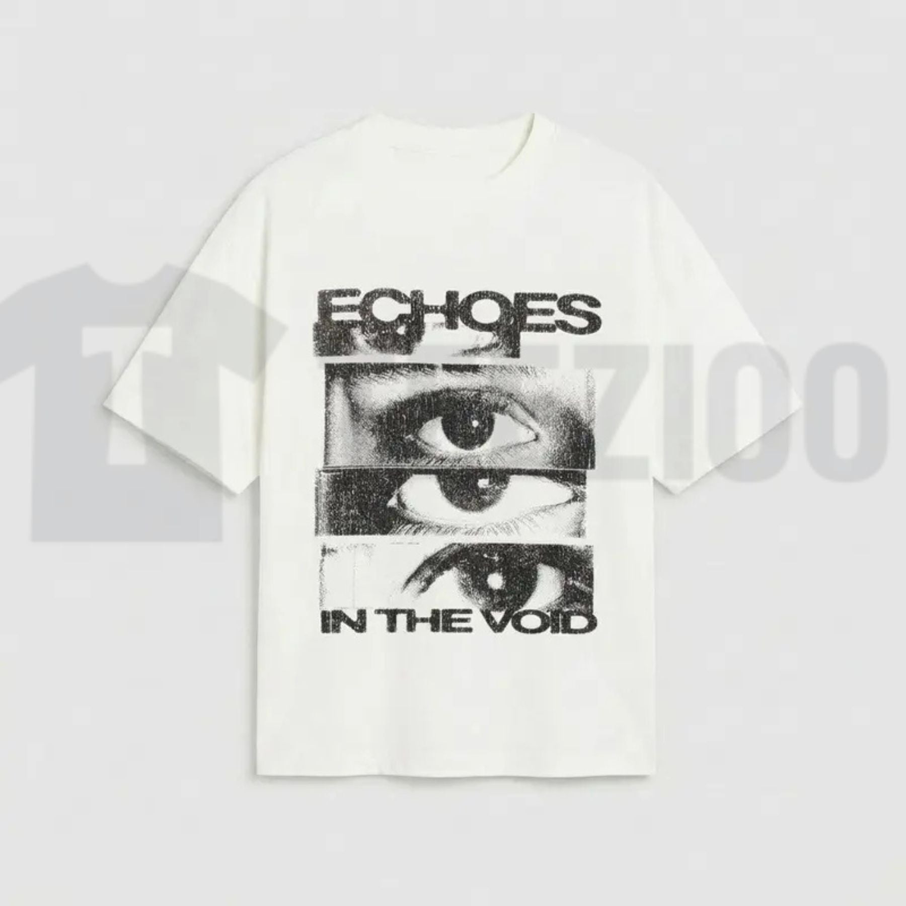 Mens Oversized Retro Glitch Art Eye Tee – USA Made Cotton Graphic Shirt - Teezioo